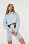 Polo Yaka Oversize Kısa Crop Sweat Mavi Açık