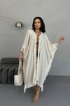 Püsküllü  Kimono-Krem