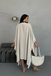 Püsküllü  Kimono-Krem