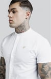 Raglan Kol Hakim Yaka S/s  Gömlek Beyaz-Sarı