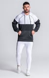 Scuba Kumaş  Kapişonlu Sweat Siyah-Beyaz