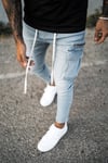 Skinny Fermuarlı  Kargo Jean Mavi