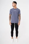 Slim Fit Ters  Logolu T shirt İndigo Mavi