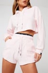 Soft Havlu Kumaş   Kısa Crop Sweat Pembe