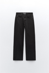Unisex Eskitme Yüksek bel Jean-Siyah