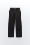 Unisex Eskitme Yüksek bel Jean-Siyah