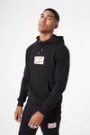 Unisex Kare Logo Kapişonlu Sweat Siyah