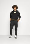 Unisex Önü Kare Logolu Oversize Kapşonlu Sweat Siyah