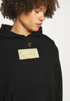 Unisex Önü Kare Logolu Oversize Kapşonlu Sweat Siyah