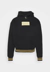 Unisex Önü Kare Logolu Oversize Kapşonlu Sweat Siyah