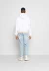 Unisex Önü Kare Logolu Oversize Kapşonlu Sweat Beyaz
