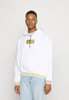 Unisex Önü Kare Logolu Oversize Kapşonlu Sweat Beyaz