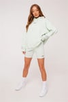 Unisex Oversize  Plastik Baskılı Sweat Su Yeşili