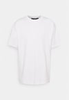 Unisex Oversize Arkası İmza Nakışlı T shirt Kirli Beyaz