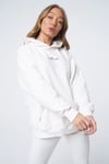 Unisex Oversize Arkası NAkışlı Overlock  Sweat Kirli Beyaz