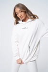 Unisex Oversize Arkası NAkışlı Overlock  Sweat Kirli Beyaz