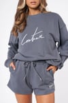 Unisex Oversize Crew Sweat İndigo Mavi