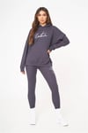 Unisex Oversize Fitilli Kumaş Sweat Antrasit