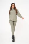 Unisex Oversize Fitilli Kumaş Sweat Haki