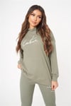 Unisex Oversize Fitilli Kumaş Sweat Haki