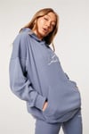 Unisex Oversize Fitilli Kumaş Sweat İndigo Mavi
