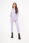 Unisex Oversize Fitilli Kumaş Sweat Lila