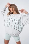 Unisex Oversize Yazı Baskılı ı Sweat Gri-Yeşil