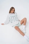 Unisex Oversize Yazı Baskılı ı Sweat Gri-Yeşil