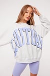 Unisex Oversize Yazı Baskılı ı Sweat Gri