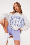 Unisex Oversize Yazı Baskılı ı Sweat Gri