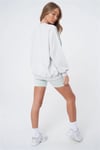Unisex Oversize Yazı Baskılı ı Sweat Gri-Yeşil