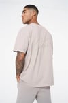 Unisex Oversize Yıkamalı  T shirt Bej