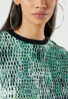 Unisex Oversize Yılan Baskılı  T shirt Yeşil