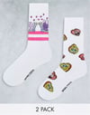 Unisex Valentines SpongeBob Sports Socks Çorap 2 ÇiftBeyaz