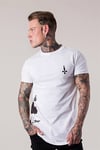 Yanı Gül Baskılı  T Shirt Beyaz