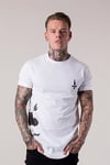 Yanı Gül Baskılı  T Shirt Beyaz