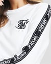 Yanları Şeritli Yazıl Sweat Beyaz
