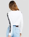 Yanları Şeritli Yazıl Sweat Beyaz