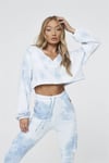 Yıkamalı Oversize Kısa Crop Sweat Mavi Açık