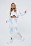 Yıkamalı Oversize Kısa Crop Sweat Mavi Açık
