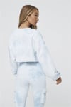 Yıkamalı Oversize Kısa Crop Sweat Mavi Açık