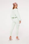 Yıkamalı Oversize Kısa Crop Sweat Su Yeşili