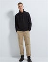 ZR Oversize Çizgili Boğazlı  Sweat-Siyah