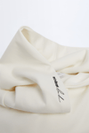ZR Premium Baskılı  Kapişonlu Sweat-Kirli Beyaz