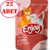 Enjoy Kedi Pouch Kuzu Etli Yaş Mama Sos İçinde Et Parçacıklı 85 Gr 22 AD 35007517 Amazon Pet Center