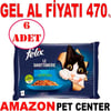 Felix Multipack Somonlu ve Ton Balıklı Yetişkin Kedi Yaş Maması 4x85 Gr 6 AD Gel Al 35007203 Amazon Pet Center