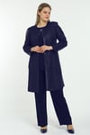 LADIES FIRST Büyük Beden 2932 Lacivert-Lacivert Ceket+Bady İkili Takım
