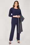 LADIES FIRST Büyük Beden 3152 Lacivert Ceket+bady İkili Takım