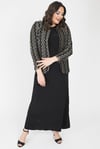 LADIES FIRST Büyük Beden 3153 Siyah Ceket+Elbise Abiye Takım