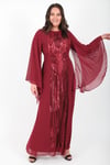 LADIES FIRST Büyük Beden 3160 Bordo Uzun Abiye Elbise